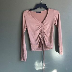 Brown long sleeve crop top